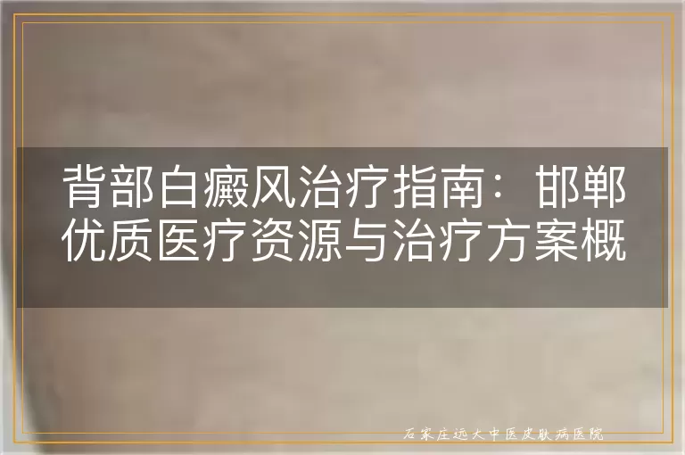 背部白癜风治疗指南：邯郸优质医疗资源与治疗方案概览